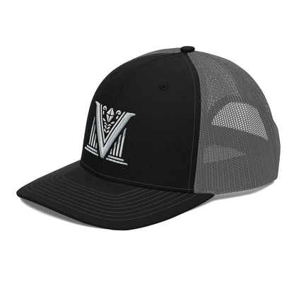 Embroidered - White Virtus Logo Snapback Trucker Hat