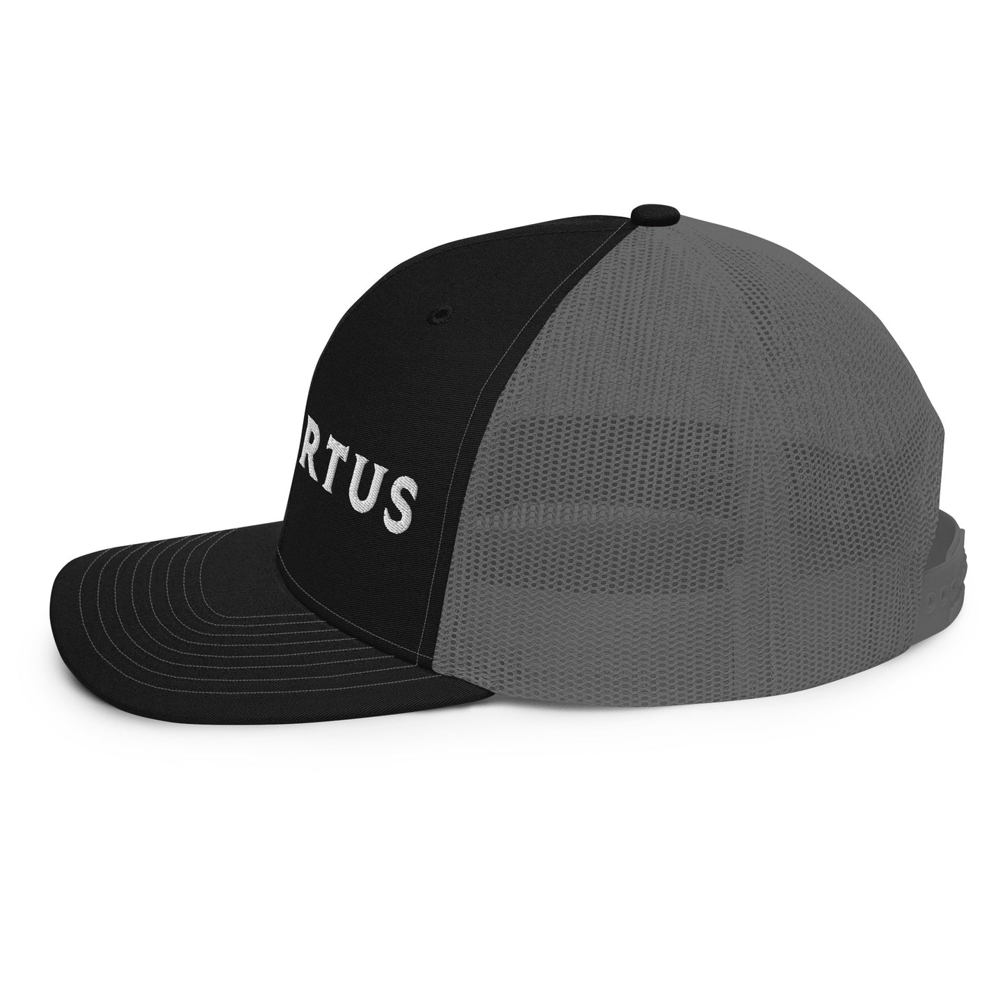 Embroidered - White Virtus Snapback Trucker Hat