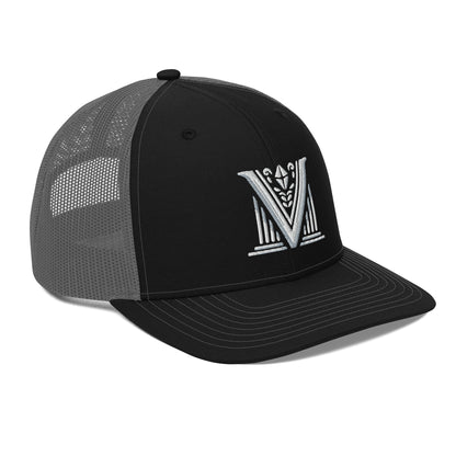 Embroidered - White Virtus Logo Snapback Trucker Hat