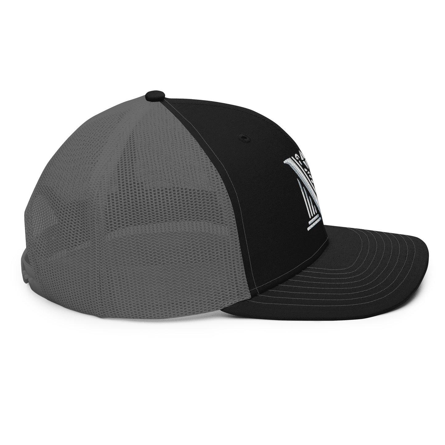 Embroidered - White Virtus Logo Snapback Trucker Hat