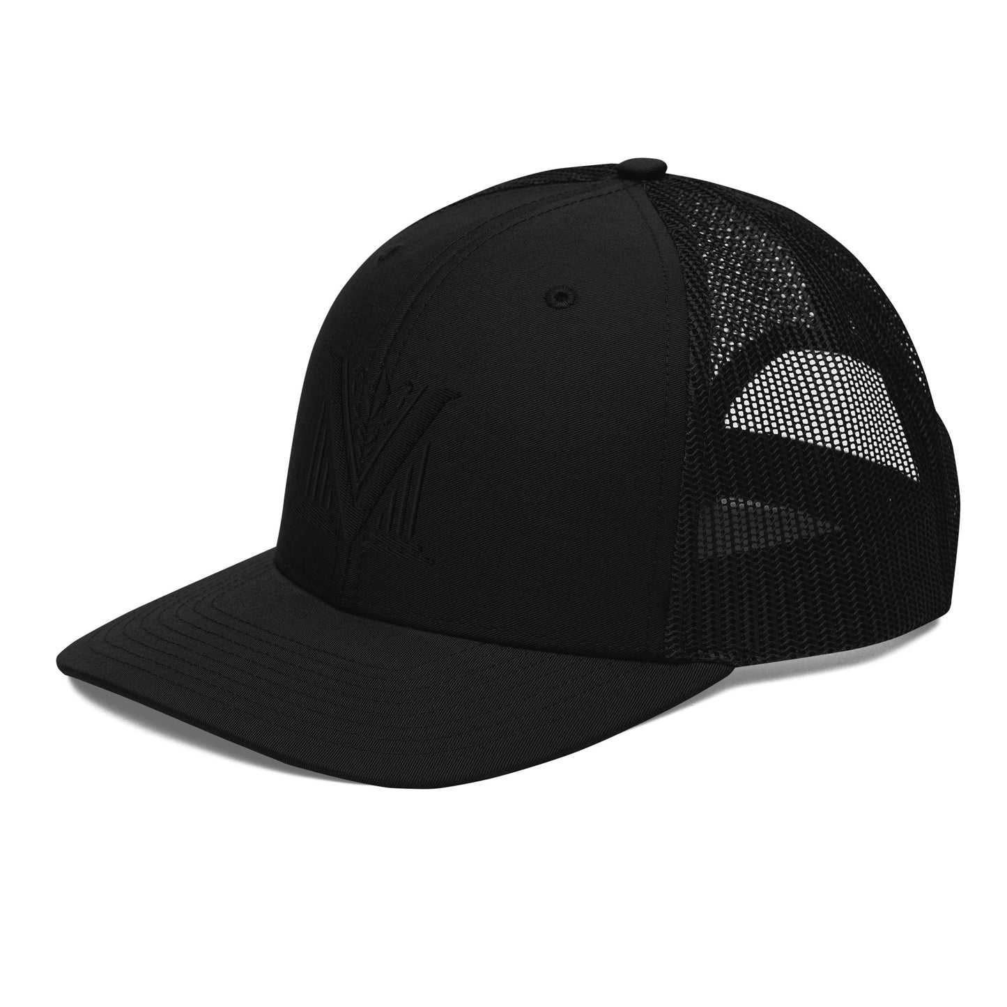 Embroidered - Black Virtus Logo Snapback Trucker Hat