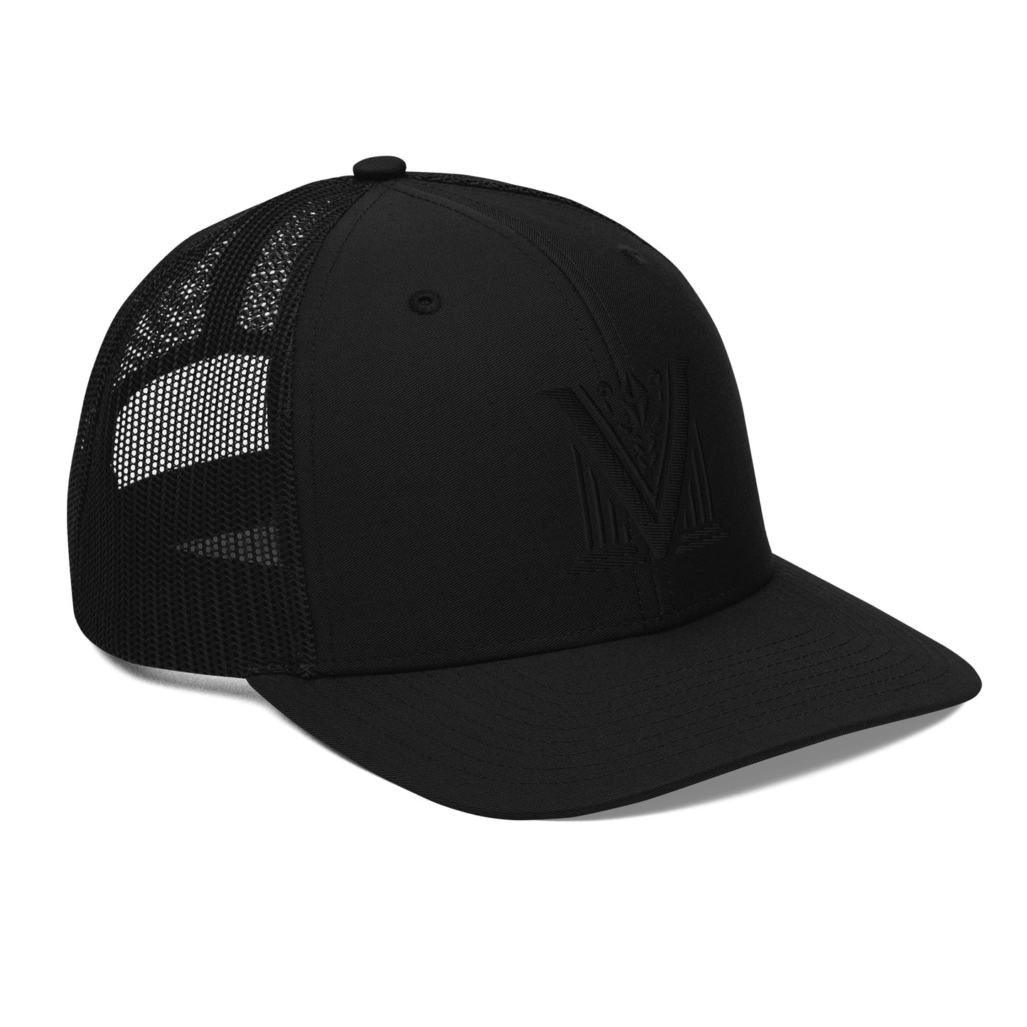 Embroidered - Black Virtus Logo Snapback Trucker Hat