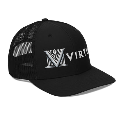 Embroidered - White Virtus Snapback Trucker Hat