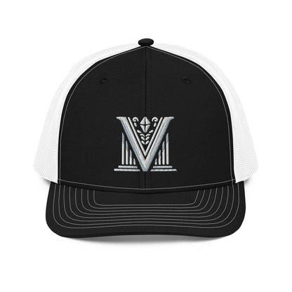 Embroidered - White Virtus Logo Snapback Trucker Hat