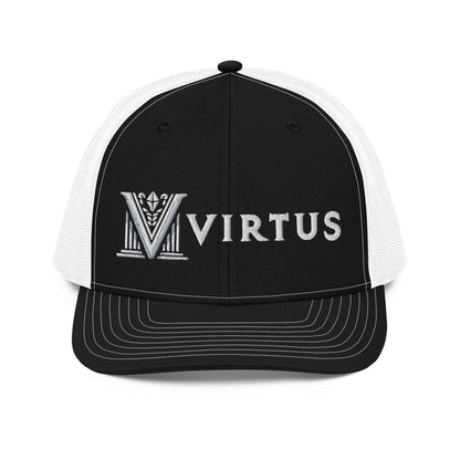 Embroidered - White Virtus Snapback Trucker Hat