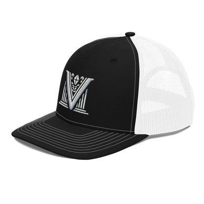 Embroidered - White Virtus Logo Snapback Trucker Hat