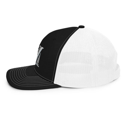 Embroidered - White Virtus Logo Snapback Trucker Hat