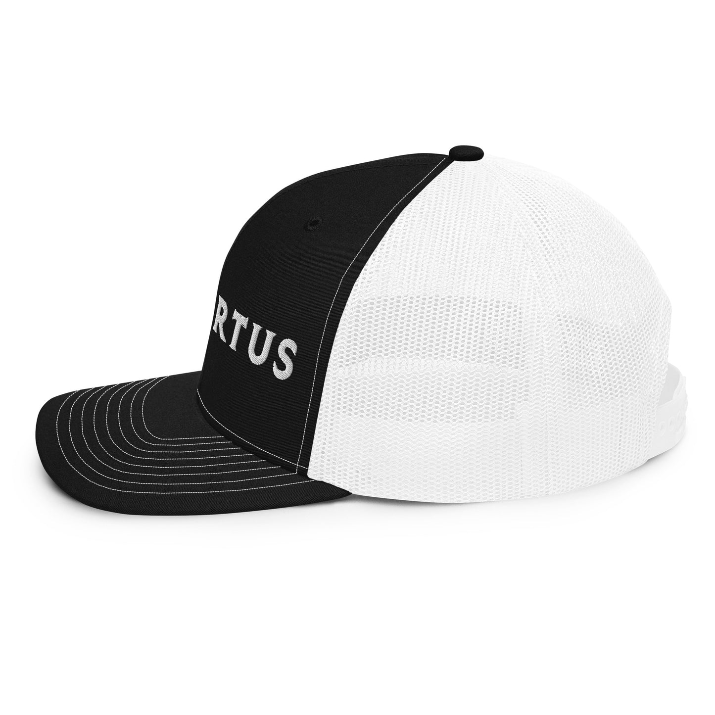 Embroidered - White Virtus Snapback Trucker Hat