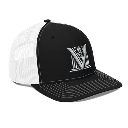 Embroidered - White Virtus Logo Snapback Trucker Hat