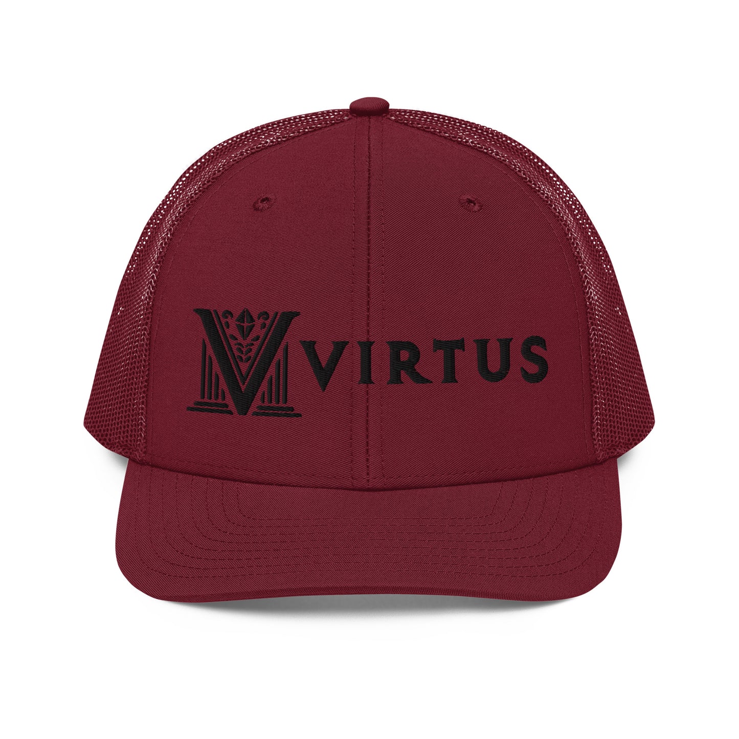 Embroidered - Black Virtus Snapback Trucker Hat