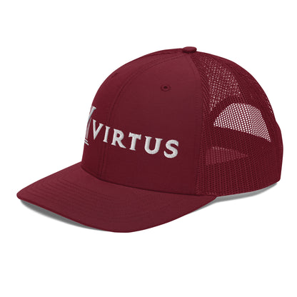 Embroidered - White Virtus Snapback Trucker Hat