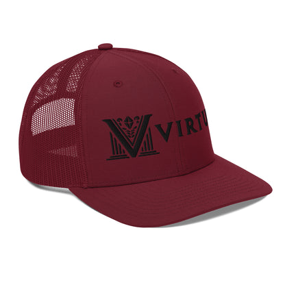 Embroidered - Black Virtus Snapback Trucker Hat