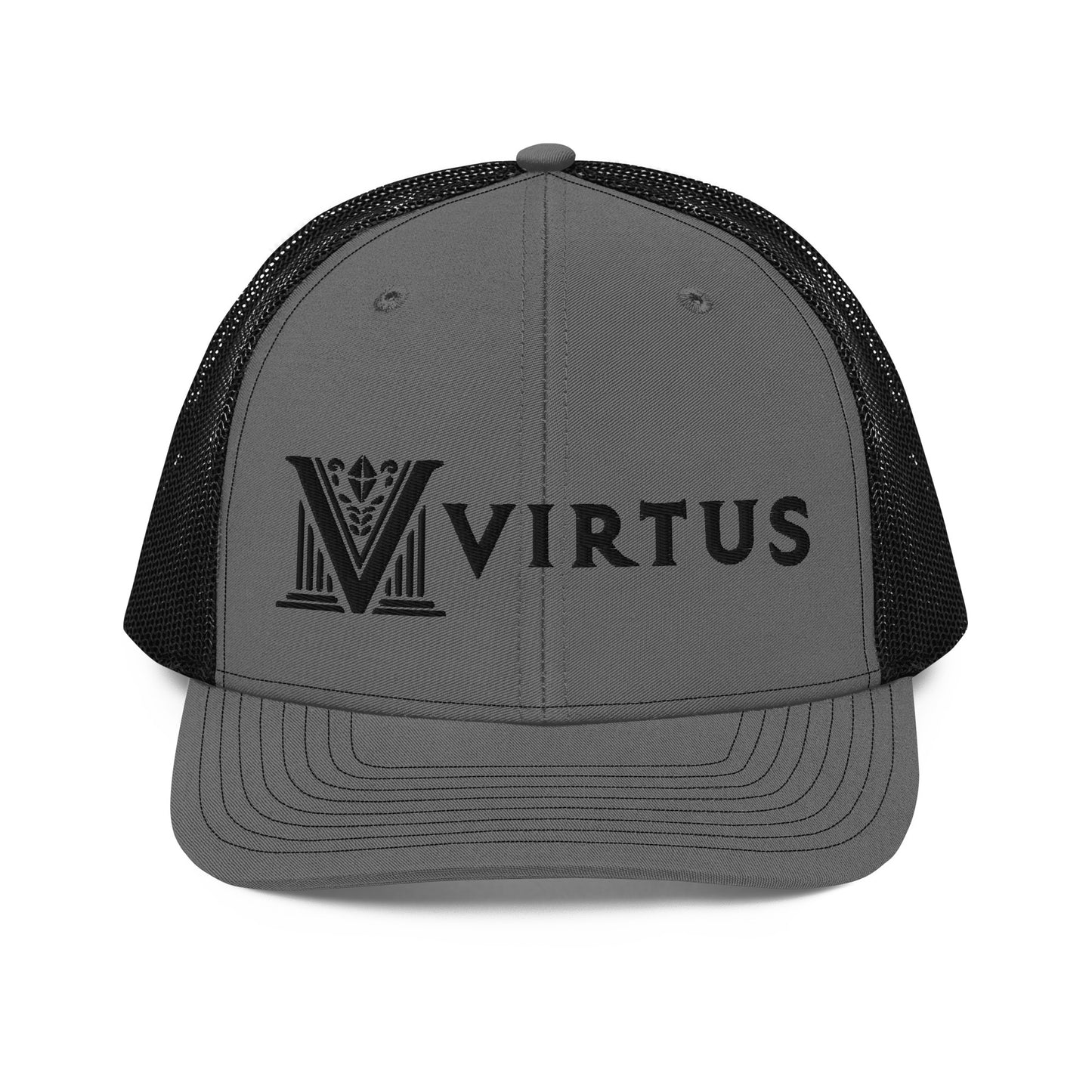 Embroidered - Black Virtus Snapback Trucker Hat