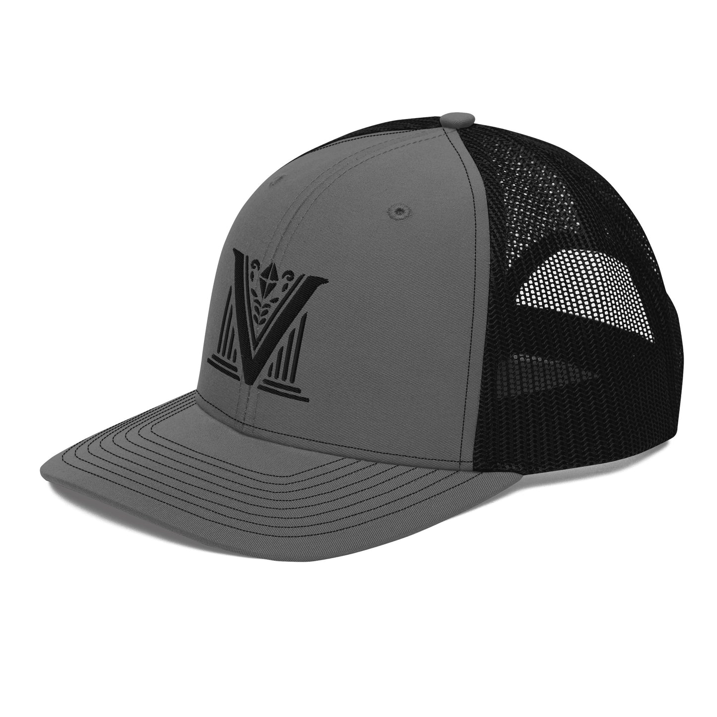 Embroidered - Black Virtus Logo Snapback Trucker Hat