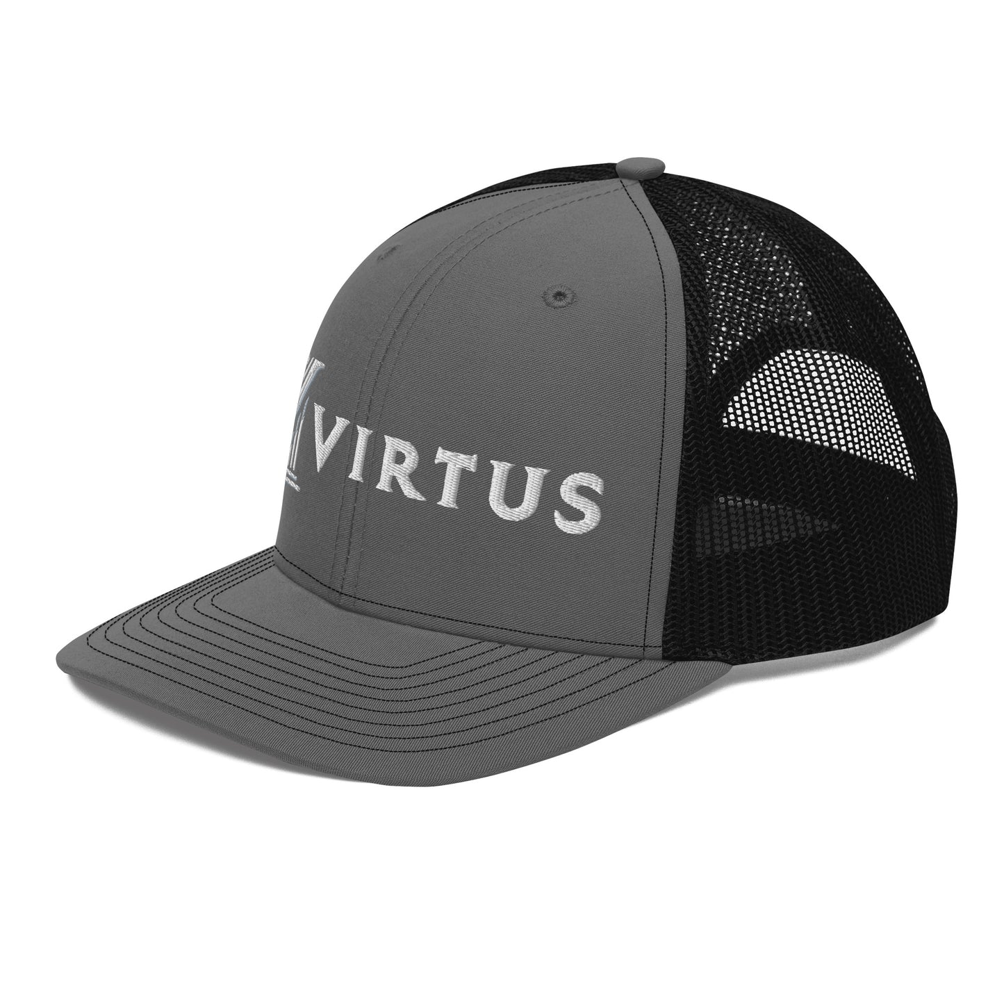 Embroidered - White Virtus Snapback Trucker Hat