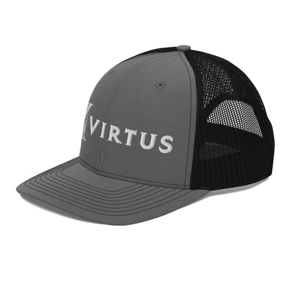 Embroidered - White Virtus Snapback Trucker Hat