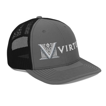 Embroidered - White Virtus Snapback Trucker Hat