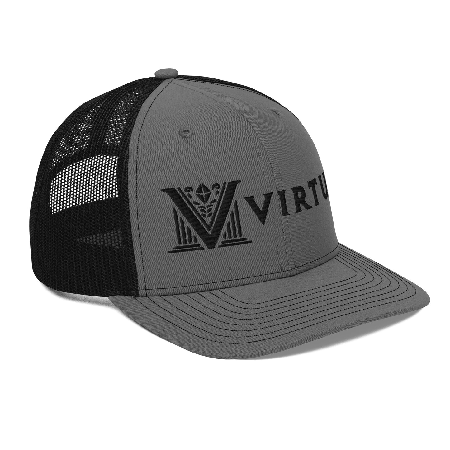 Embroidered - Black Virtus Snapback Trucker Hat