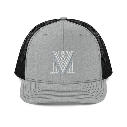 Embroidered - White Virtus Logo Snapback Trucker Hat