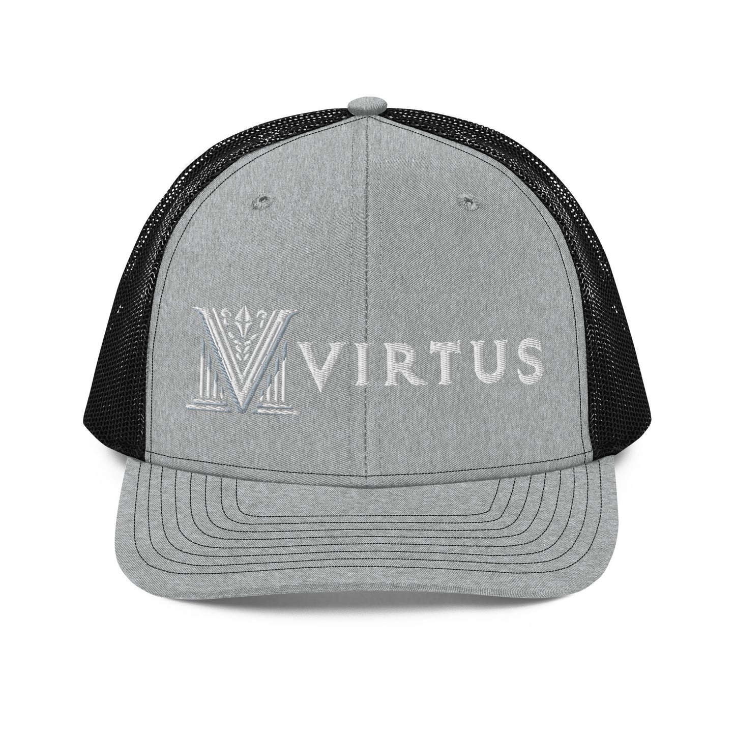 Embroidered - White Virtus Snapback Trucker Hat