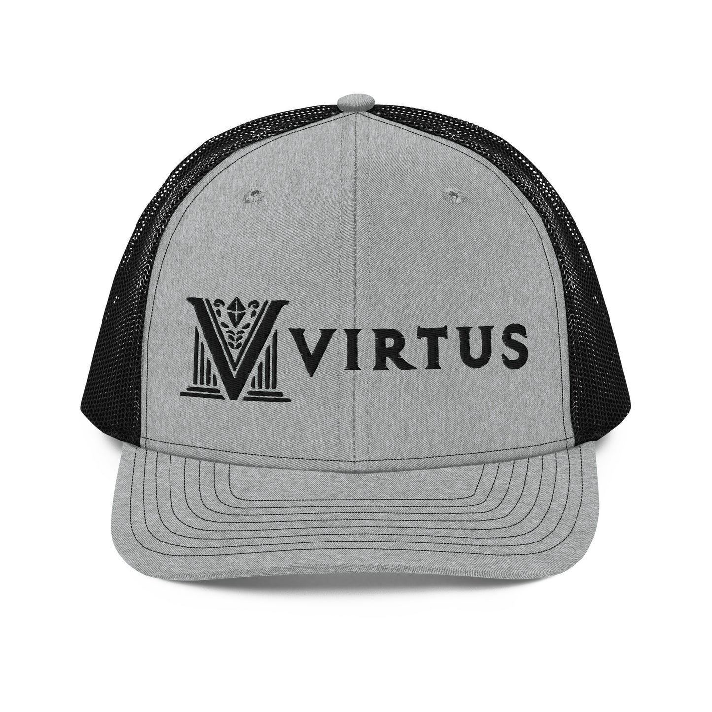 Embroidered - Black Virtus Snapback Trucker Hat