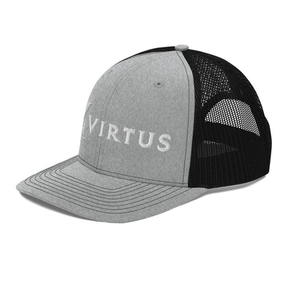 Embroidered - White Virtus Snapback Trucker Hat