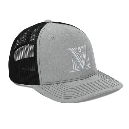 Embroidered - White Virtus Logo Snapback Trucker Hat