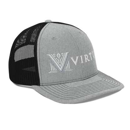 Embroidered - White Virtus Snapback Trucker Hat