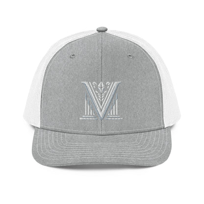 Embroidered - White Virtus Logo Snapback Trucker Hat