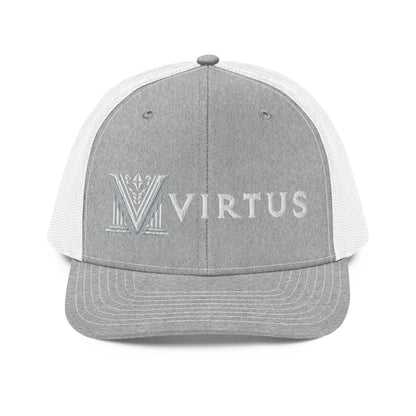 Embroidered - White Virtus Snapback Trucker Hat