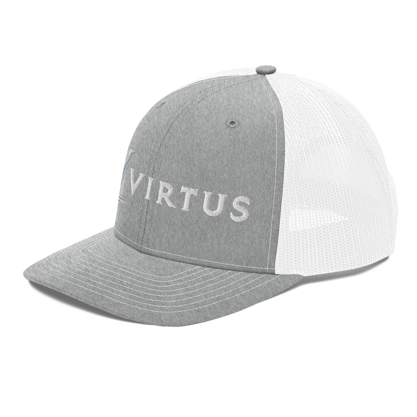 Embroidered - White Virtus Snapback Trucker Hat