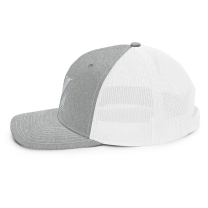 Embroidered - White Virtus Logo Snapback Trucker Hat