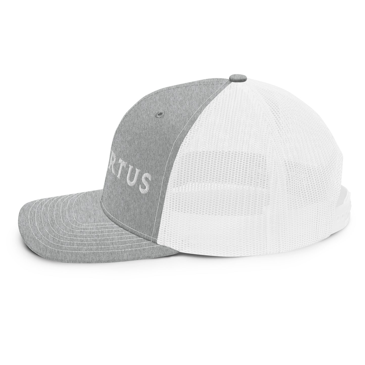 Embroidered - White Virtus Snapback Trucker Hat