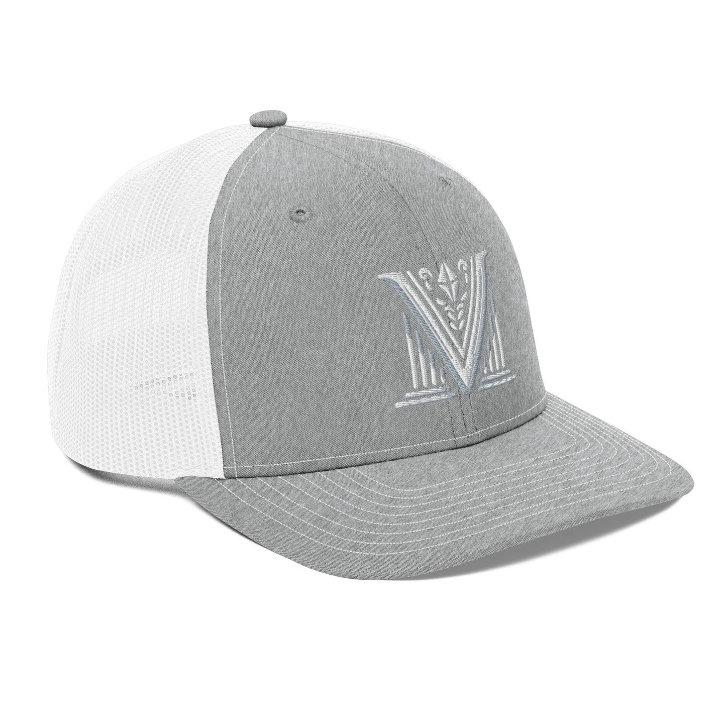 Embroidered - White Virtus Logo Snapback Trucker Hat