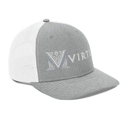 Embroidered - White Virtus Snapback Trucker Hat