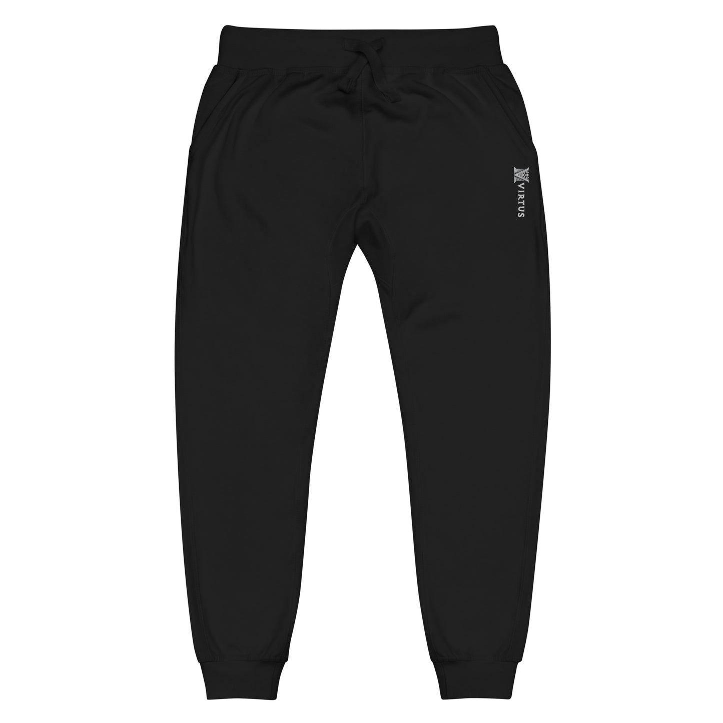 White Virtus Logo Embroidered Fleece Sweatpants