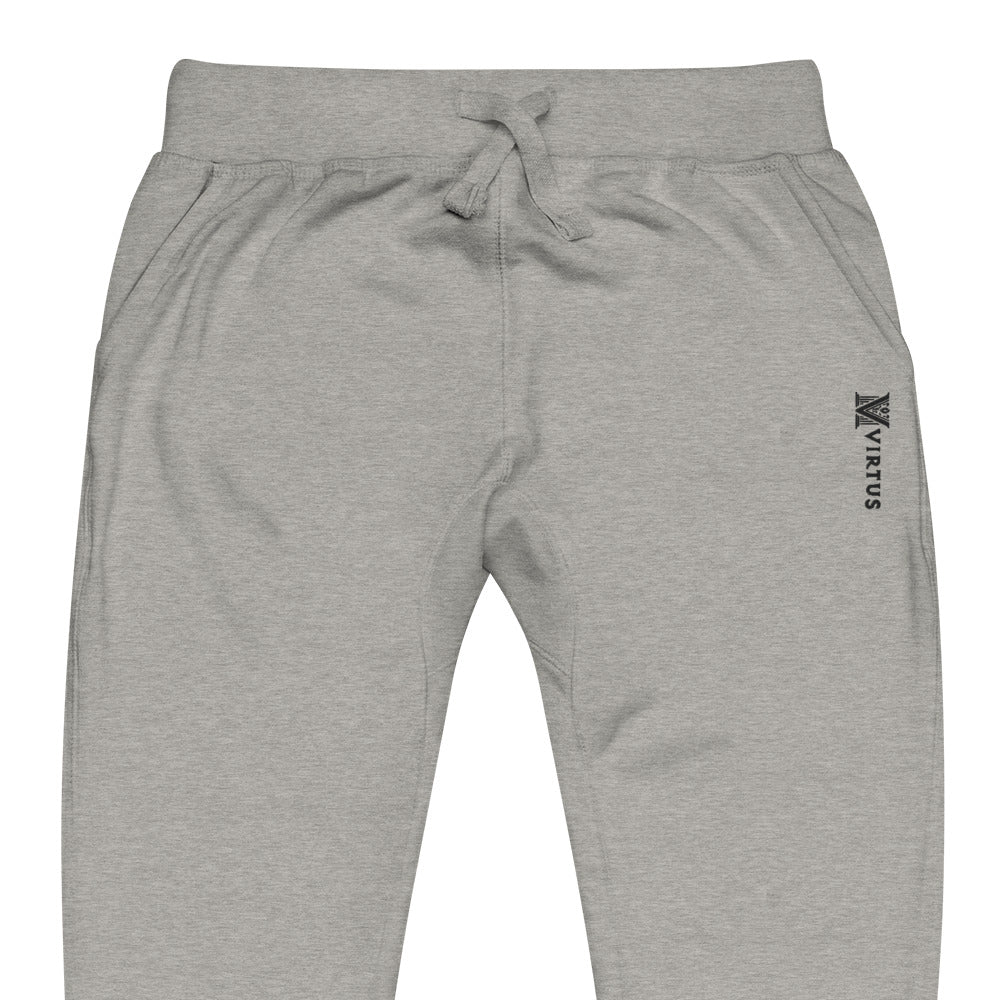 Black Virtus Logo Embroidered Fleece Sweatpants