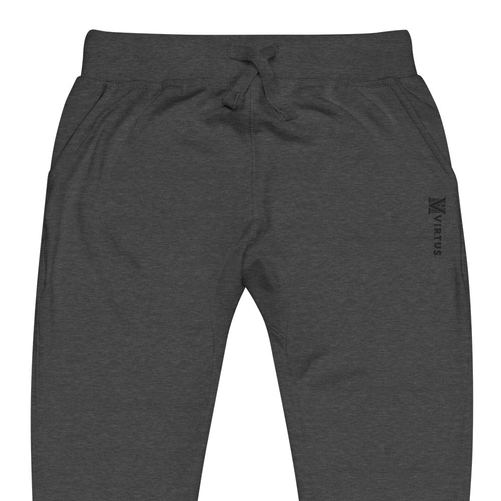 Black Virtus Logo Embroidered Fleece Sweatpants