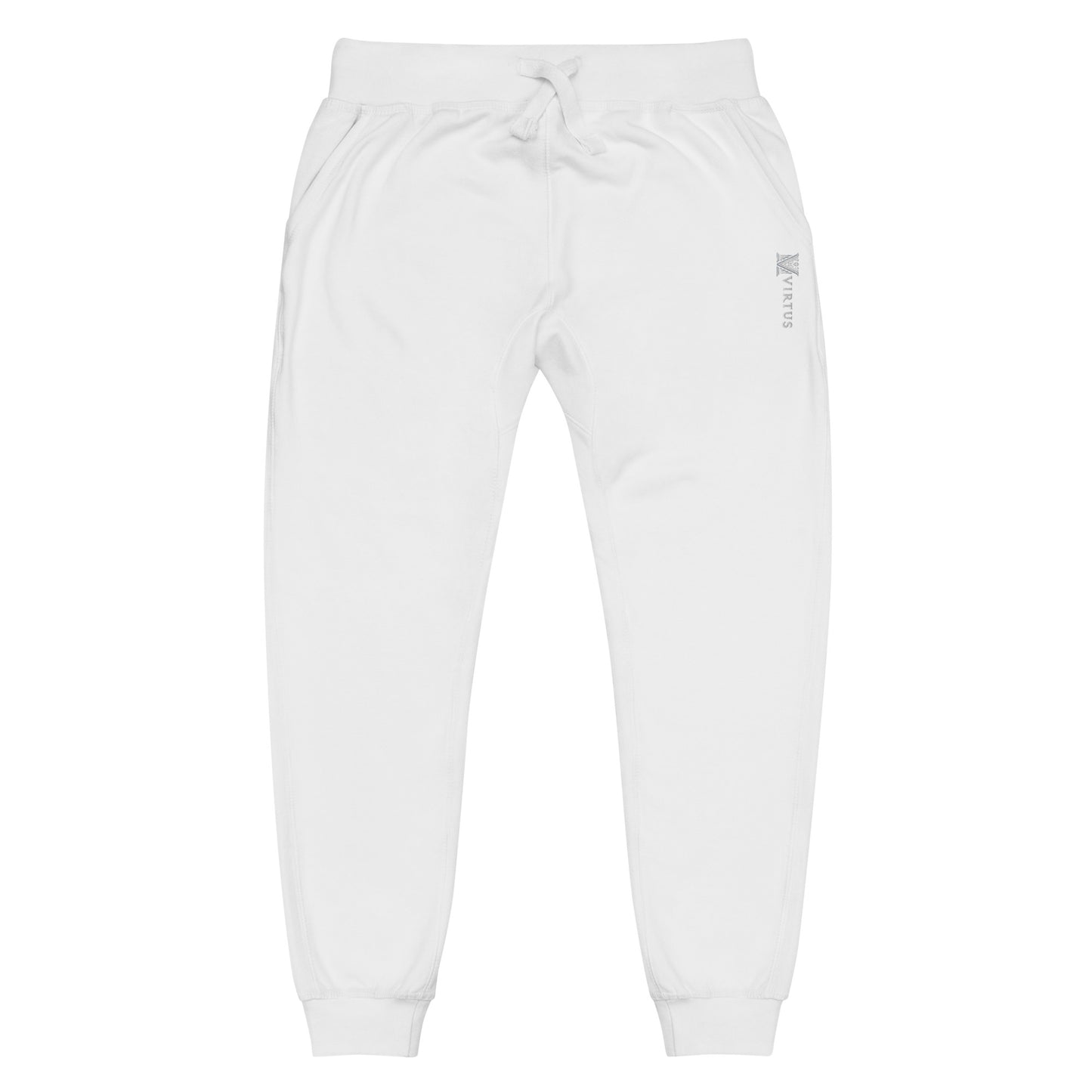 White Virtus Logo Embroidered Fleece Sweatpants