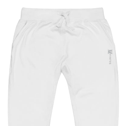 White Virtus Logo Embroidered Fleece Sweatpants