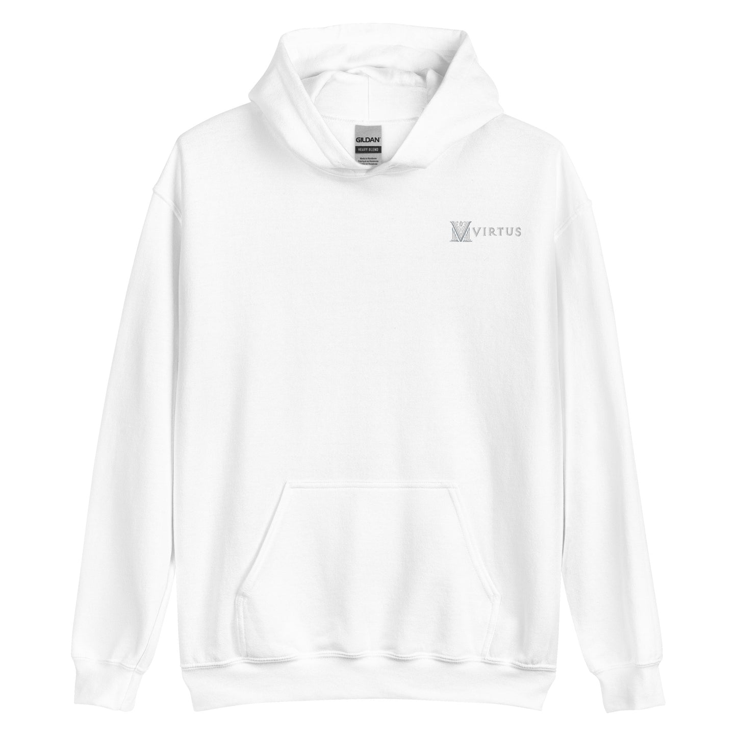 White Virtus Logo Embroidered Hoodie