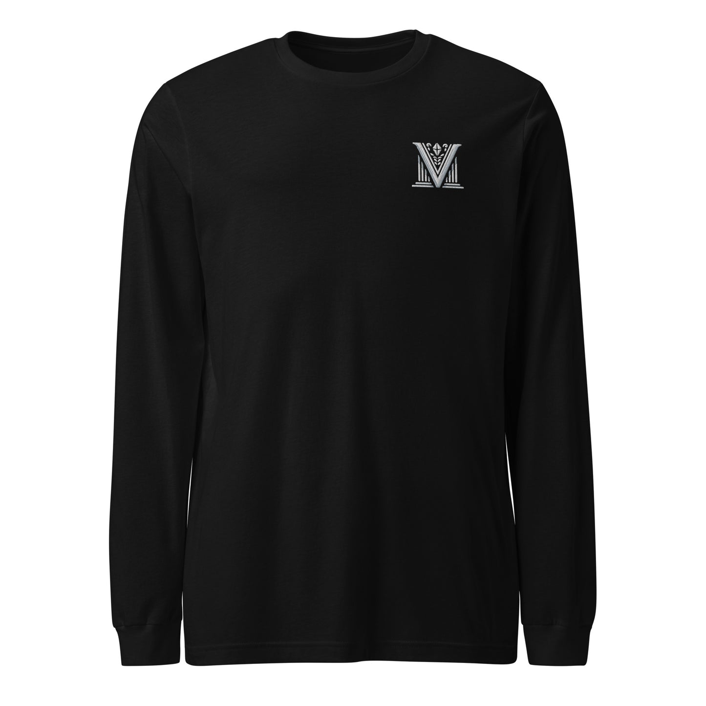 Men's - White Virtus Logo Embroidered Long Sleeve Shirt