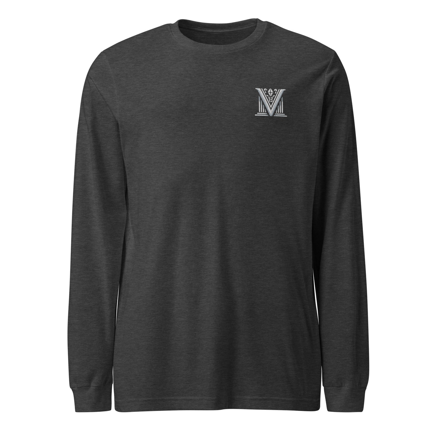 Men's - White Virtus Logo Embroidered Long Sleeve Shirt