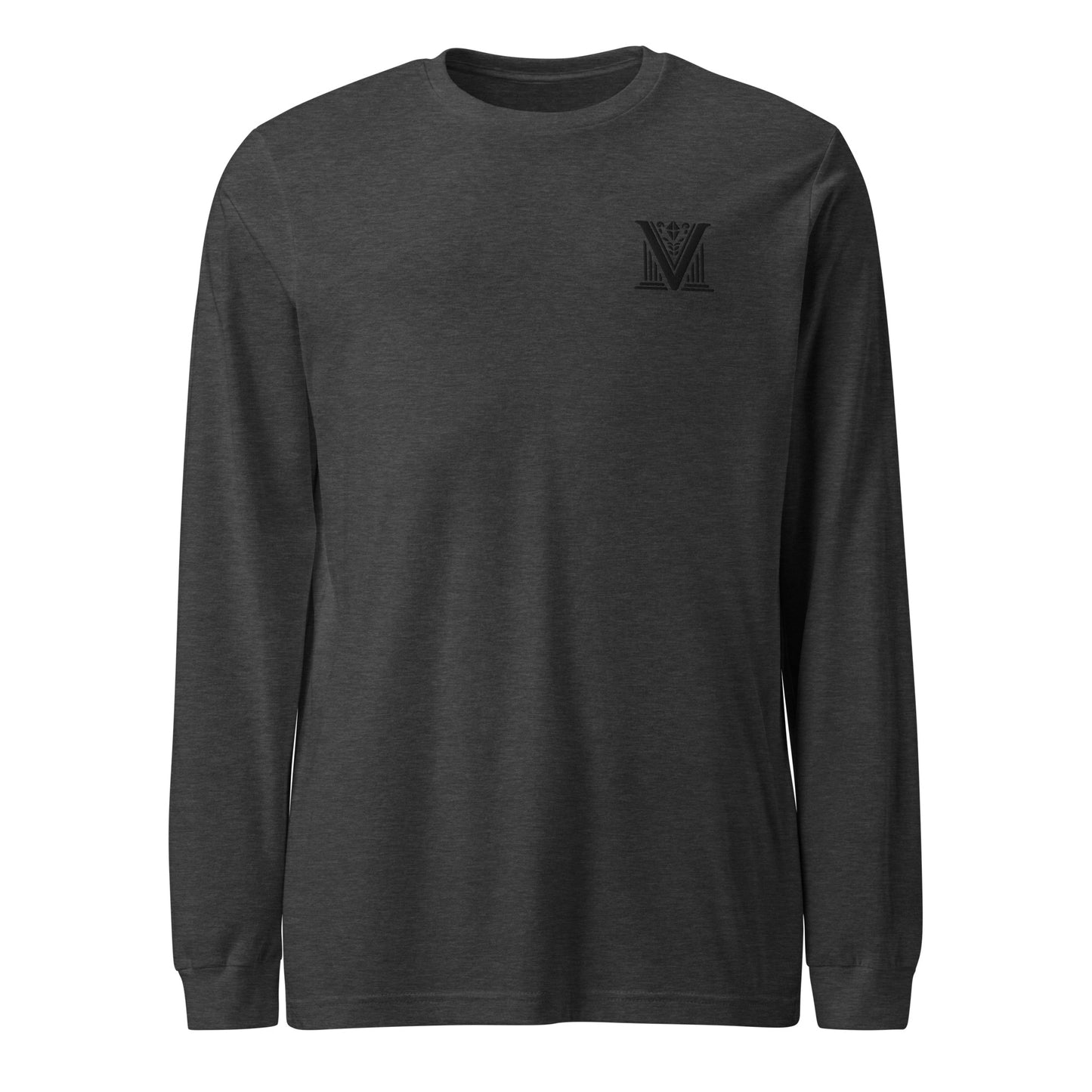 Men's - Black Virtus Logo Embroidered Long Sleeve Shirt