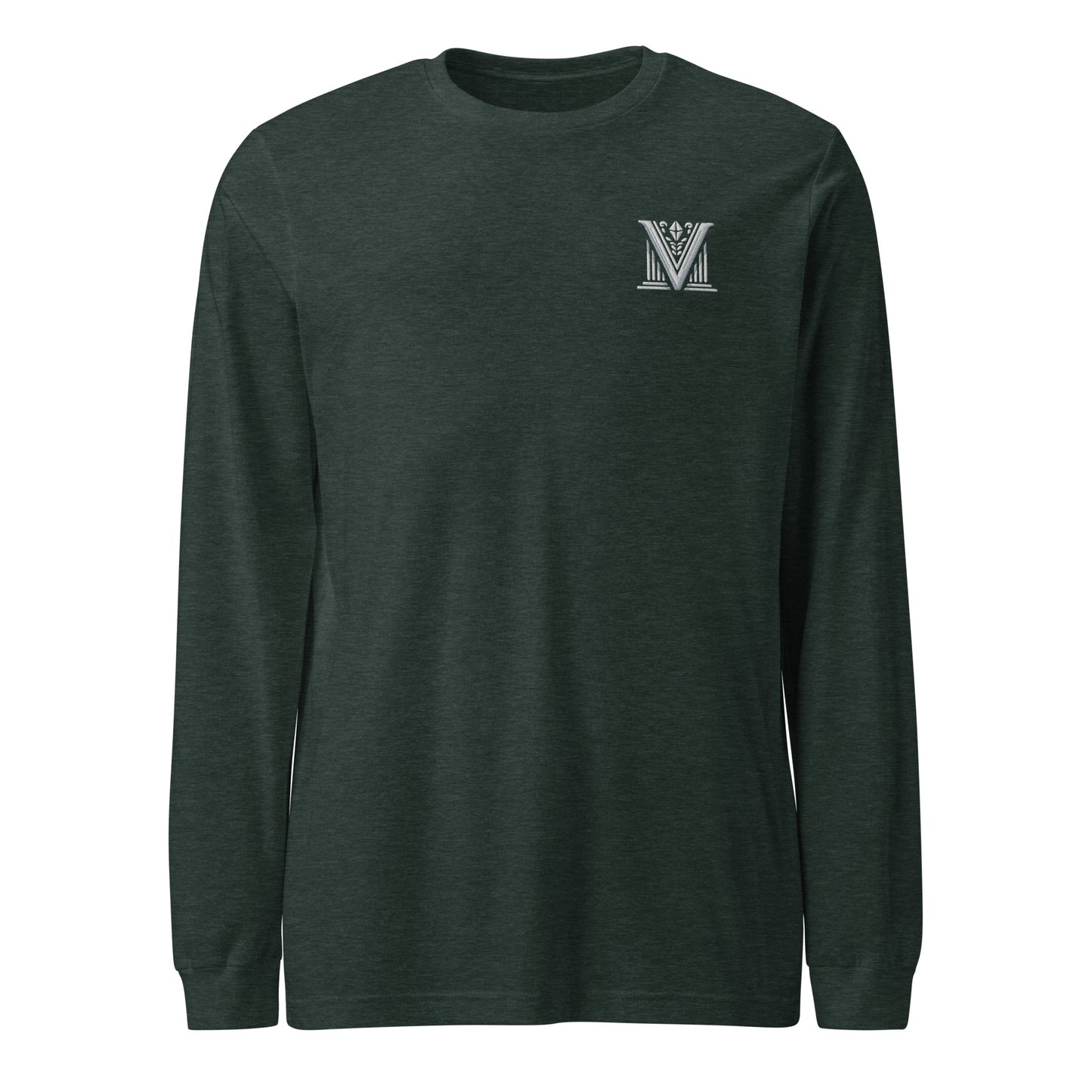 Men's - White Virtus Logo Embroidered Long Sleeve Shirt