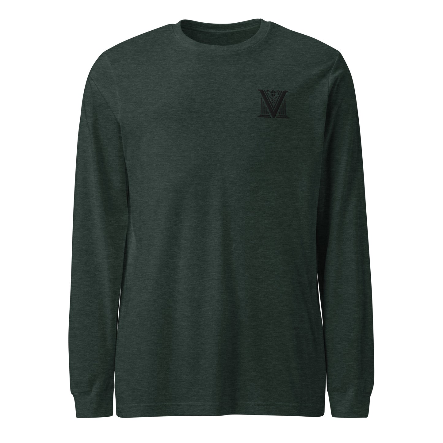 Men's - Black Virtus Logo Embroidered Long Sleeve Shirt