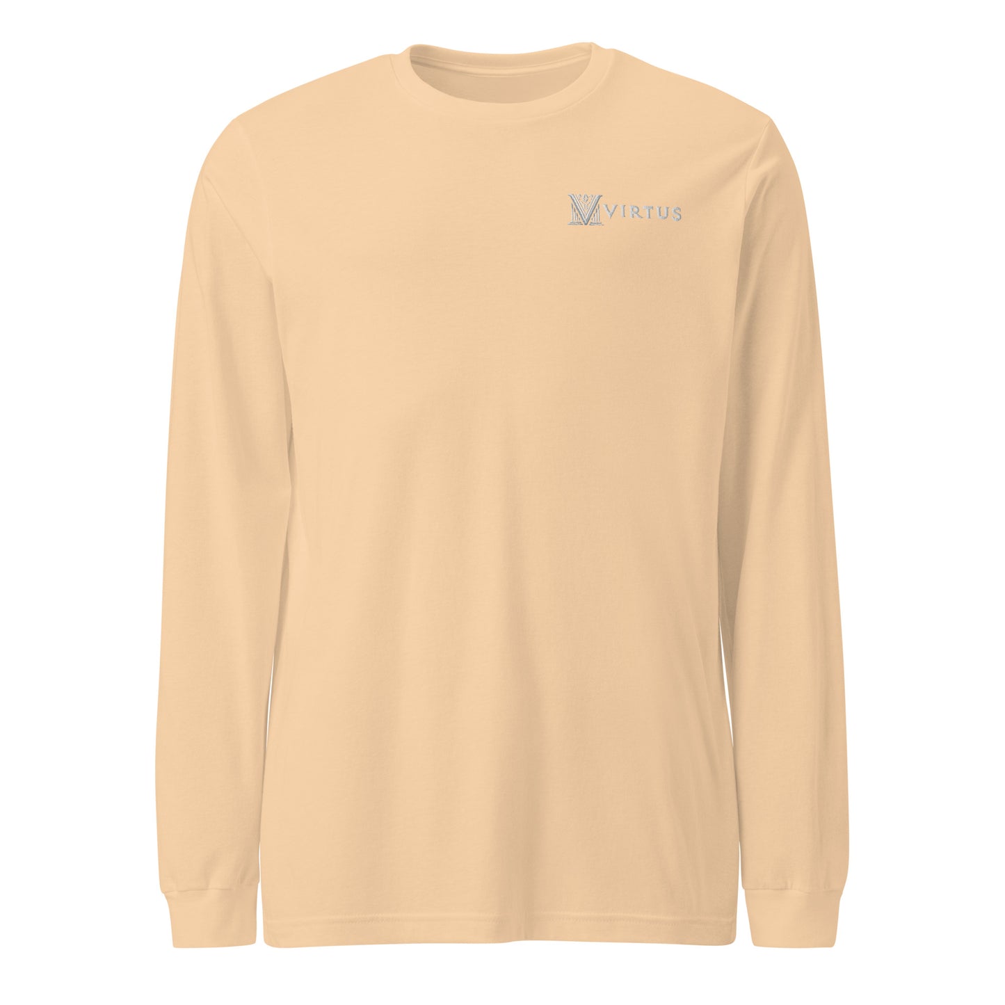 Men's - White Virtus Logo Embroidered Long Sleeve Shirt