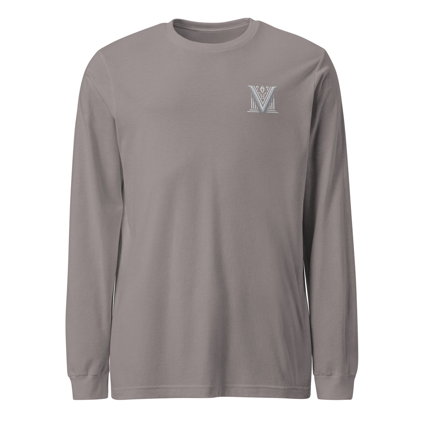 Men's - White Virtus Logo Embroidered Long Sleeve Shirt