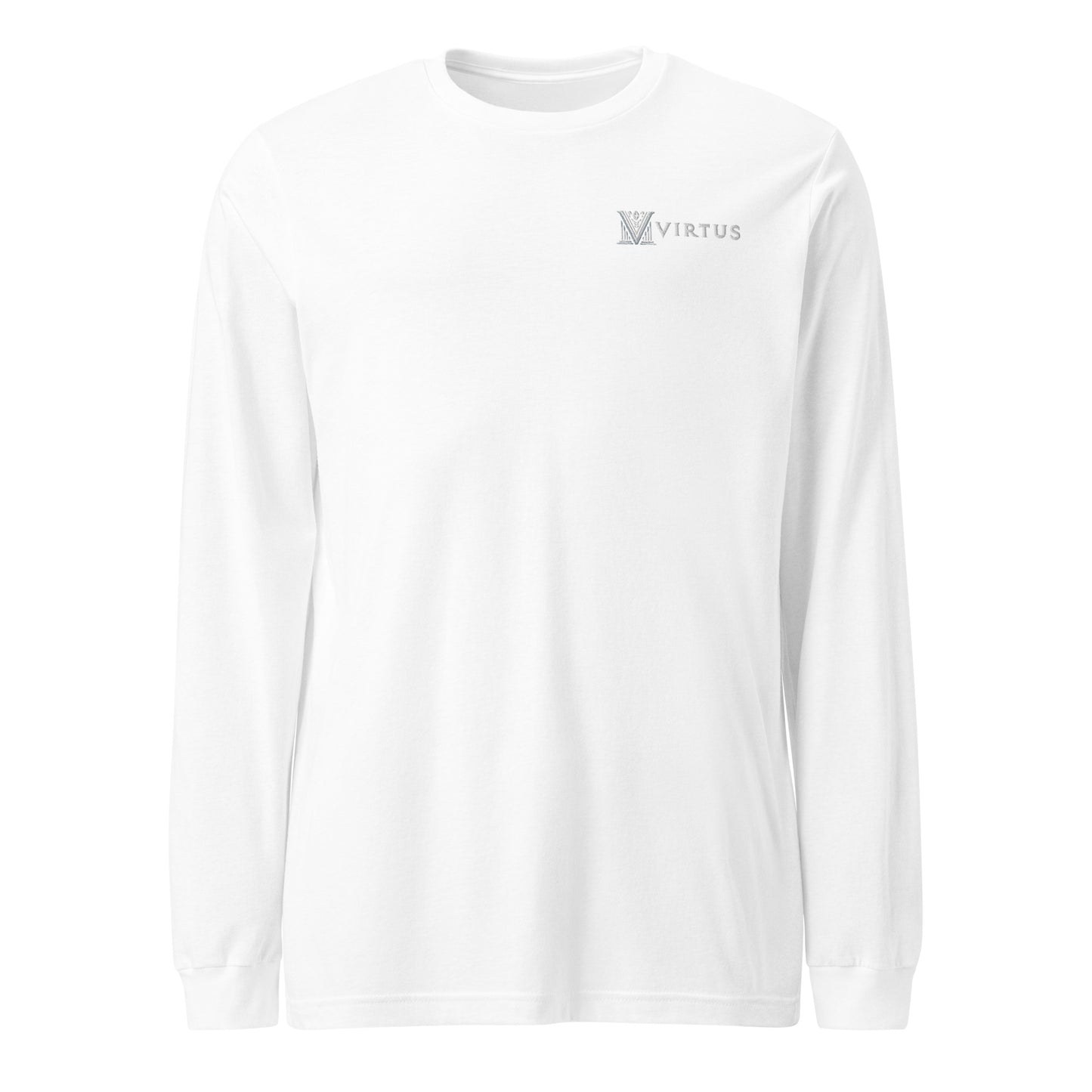 Men's - White Virtus Logo Embroidered Long Sleeve Shirt