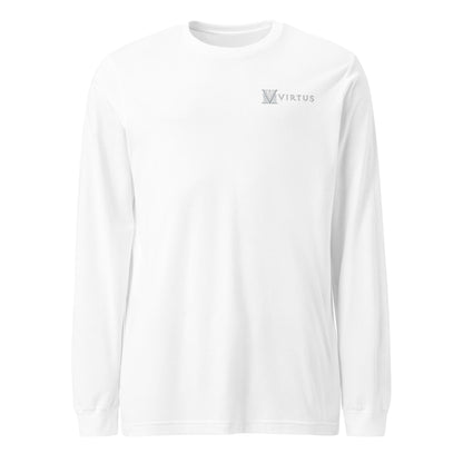 Men's - White Virtus Logo Embroidered Long Sleeve Shirt